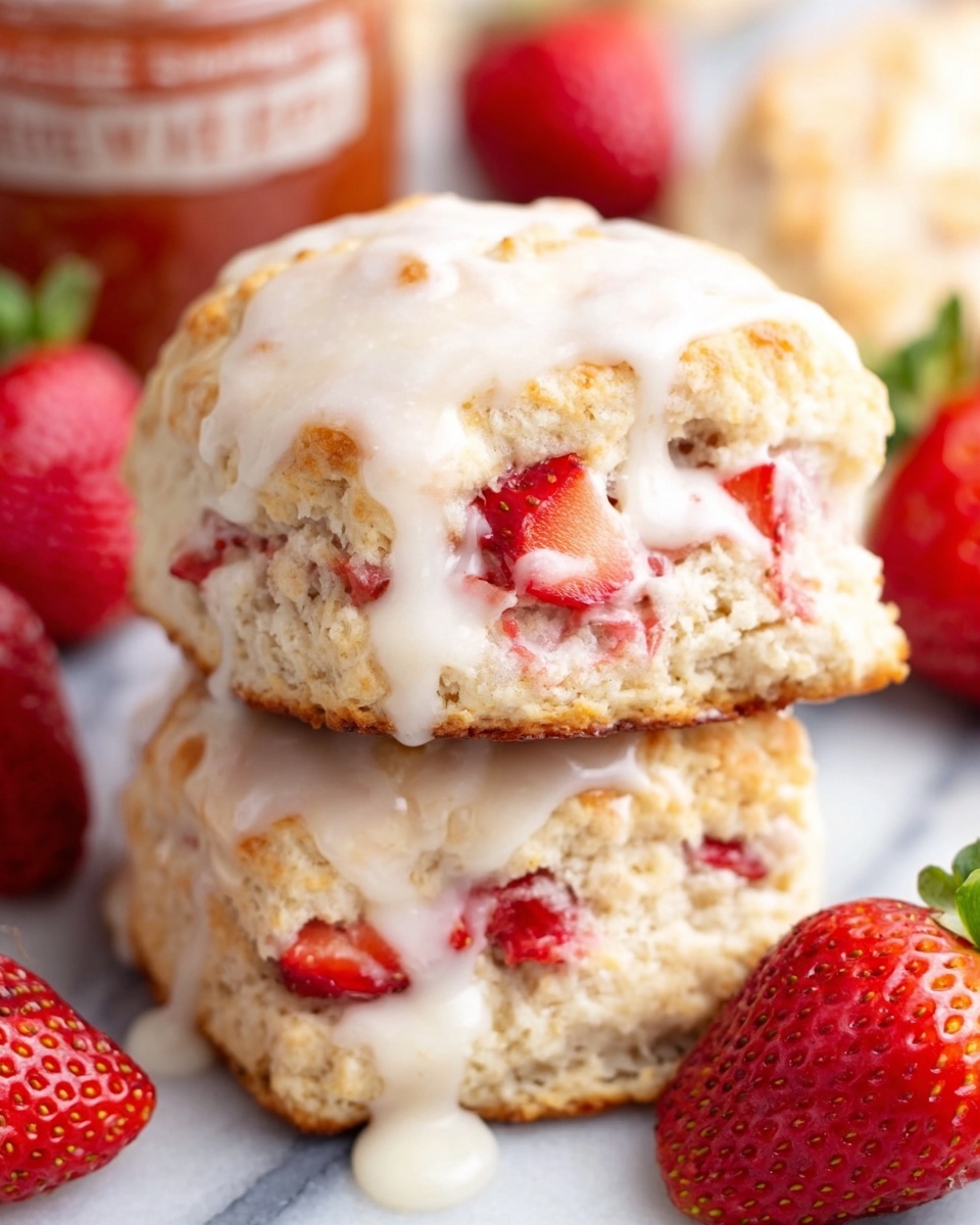 Fresh Strawberry Biscuits with Strawberry Glaze Recipe - Recipe Image