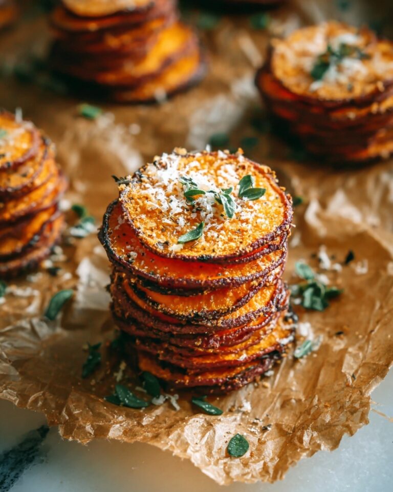 Crispy Parmesan Thyme Sweet Potato Stacks Recipe