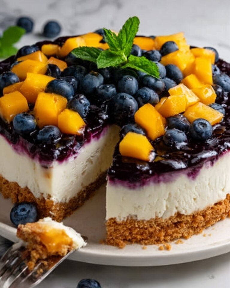 Delightful No-Bake Peach Blueberry Cheesecake Recipe