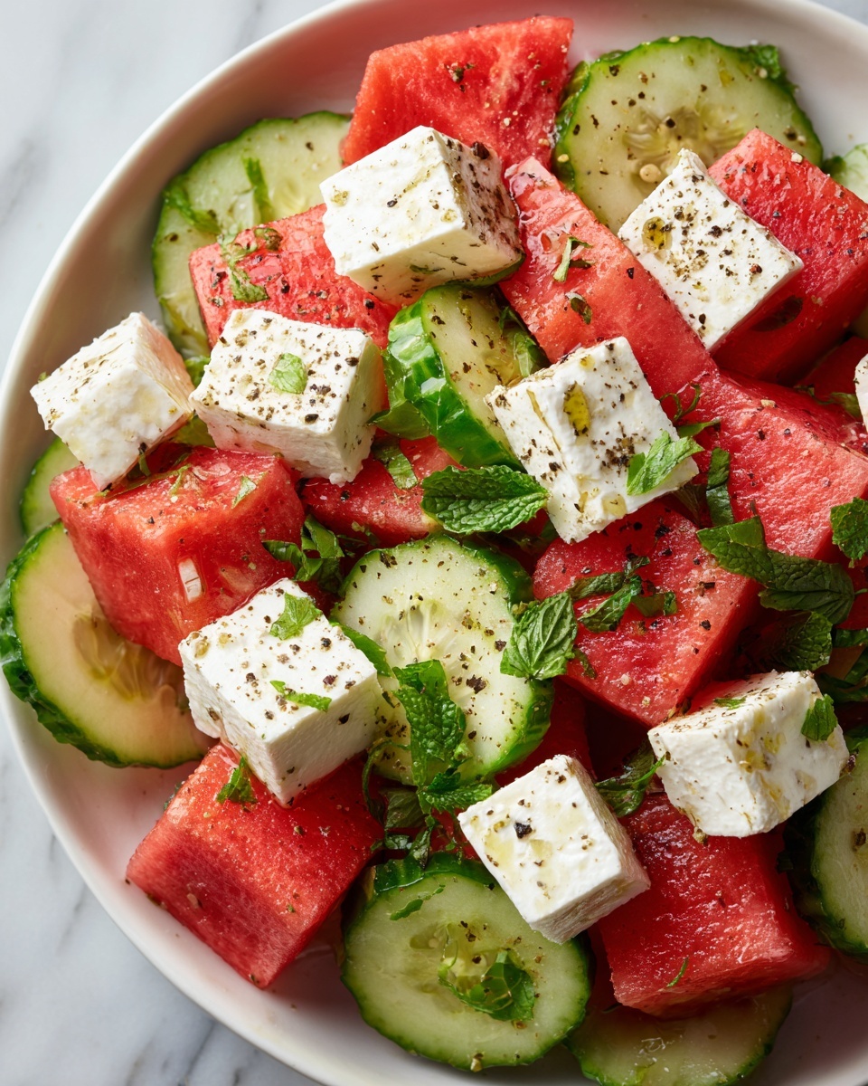 Feta Watermelon Cucumber Salad Recipe - Recipe Image