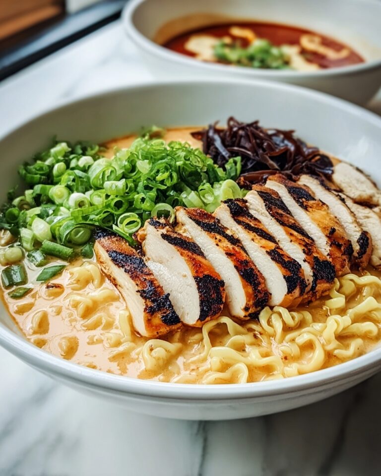 Fiery Chicken Ramen with Creamy Garlic Sauce Recipe