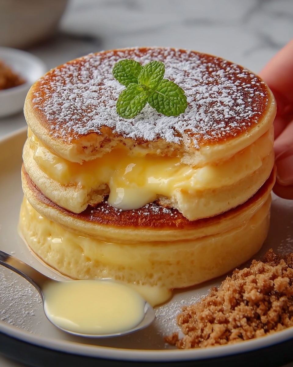Fluffy Pancakes with Homemade Custard Filling Recipe - Recipe Image