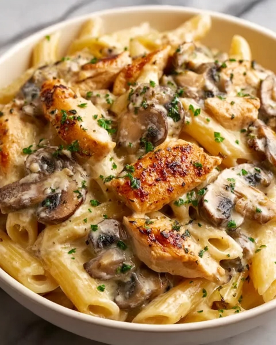 Creamy Chicken & Mushroom Pasta Recipe - Recipe Image