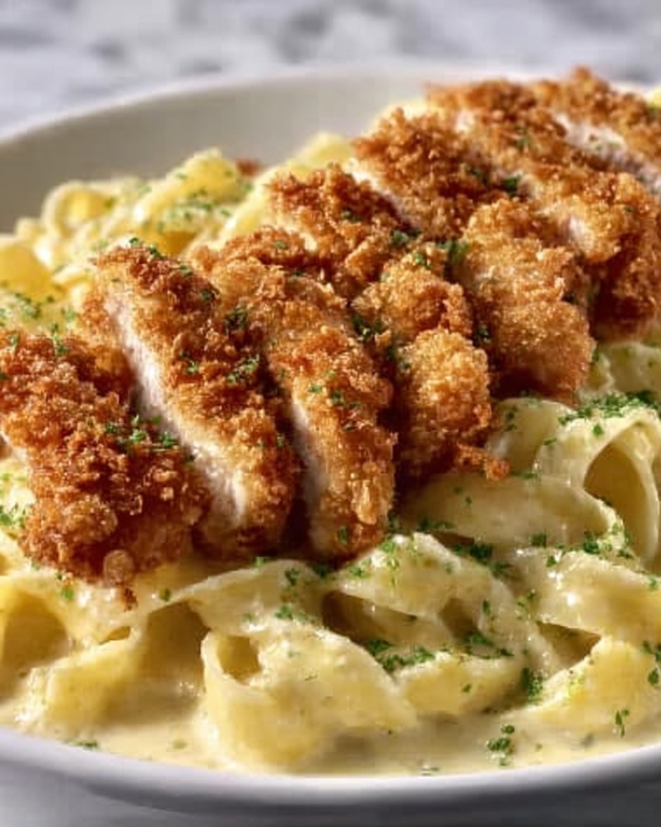Crispy Chicken with Creamy Parmesan Pasta Recipe - Recipe Image