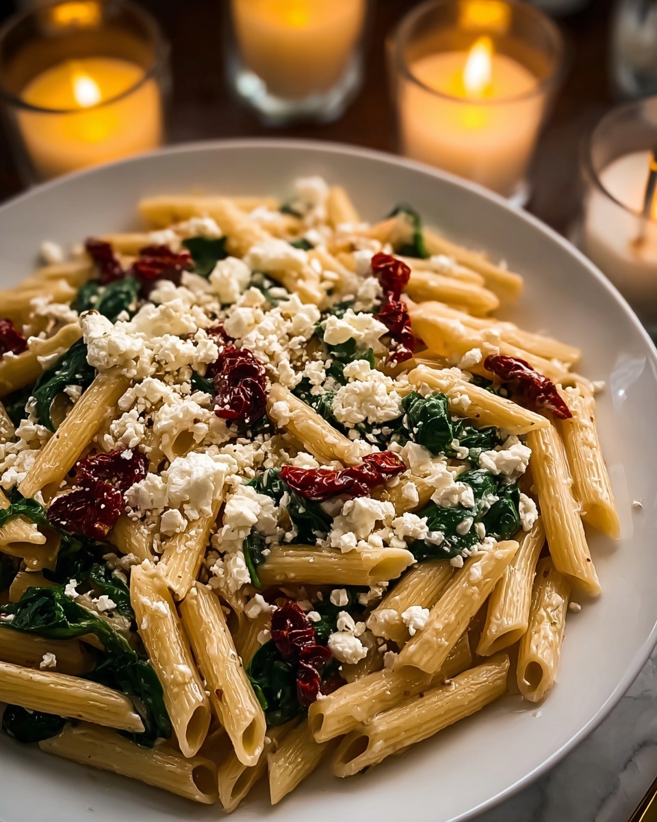 Pasta with Spinach and Feta Cheese Recipe - Recipe Image