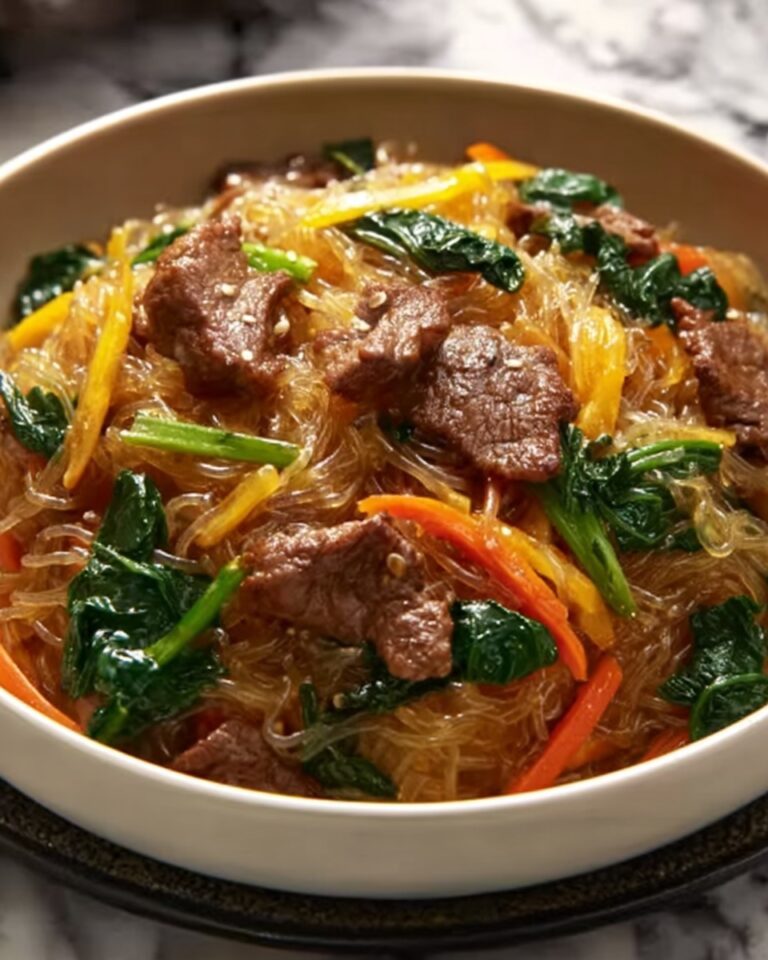 Sweet Potato Glass Noodles with Beef and Vegetables (Japchae) Recipe