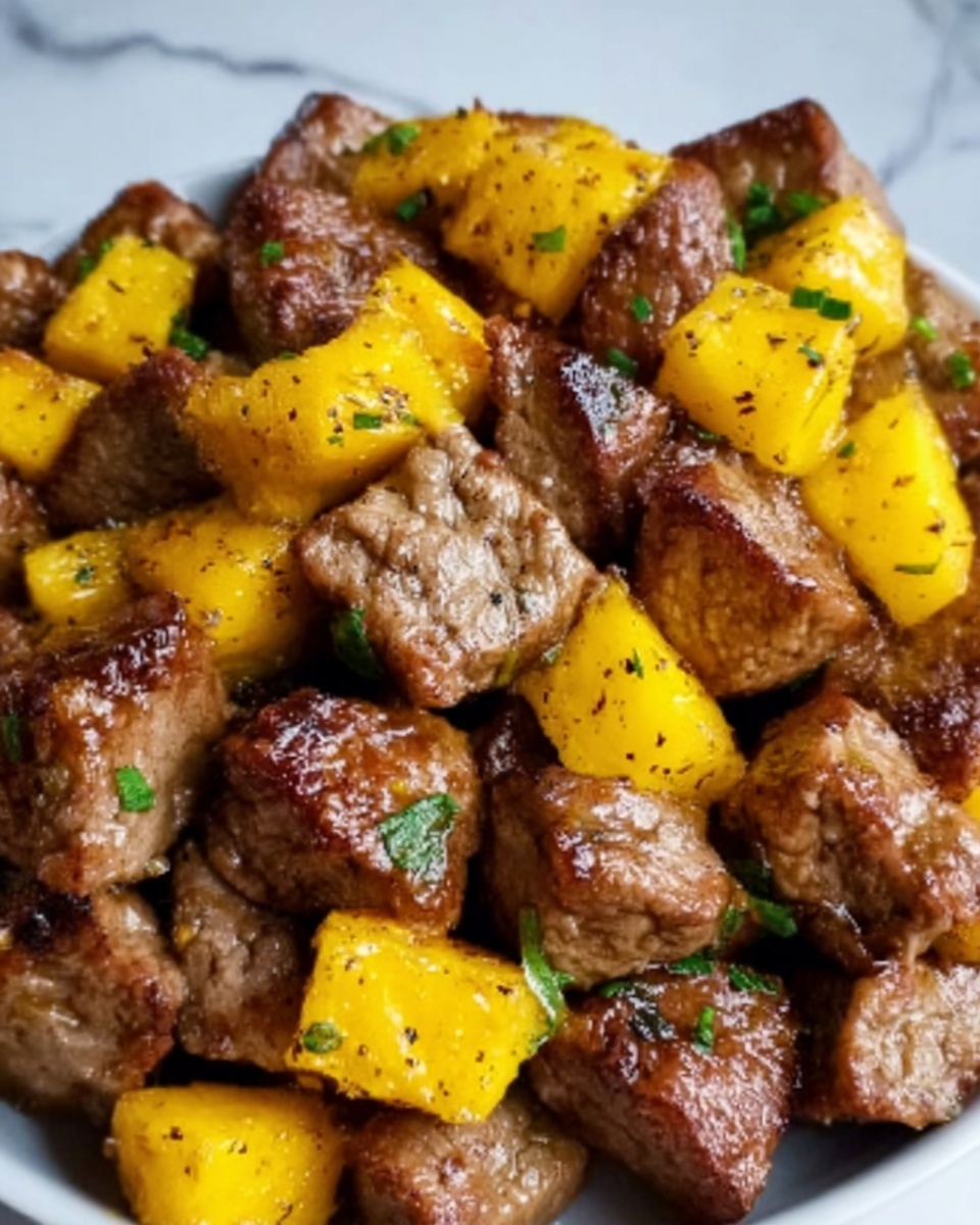 Garlic Butter Steak Bites with Pineapple Recipe - Recipe Image