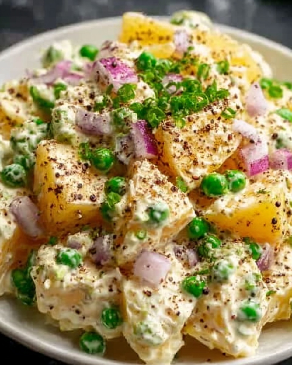 Healthy Potato Salad with Bacon and Fresh Vegetables Recipe - Recipe Image