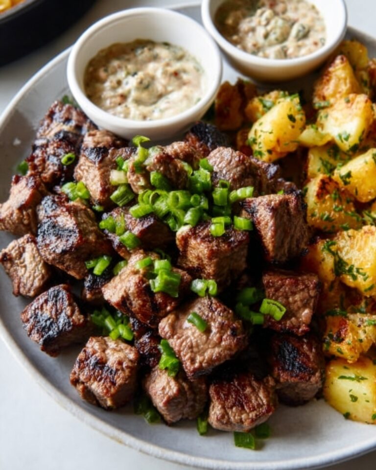 Garlic Butter Steak Bites with Crispy Smashed Potatoes Recipe
