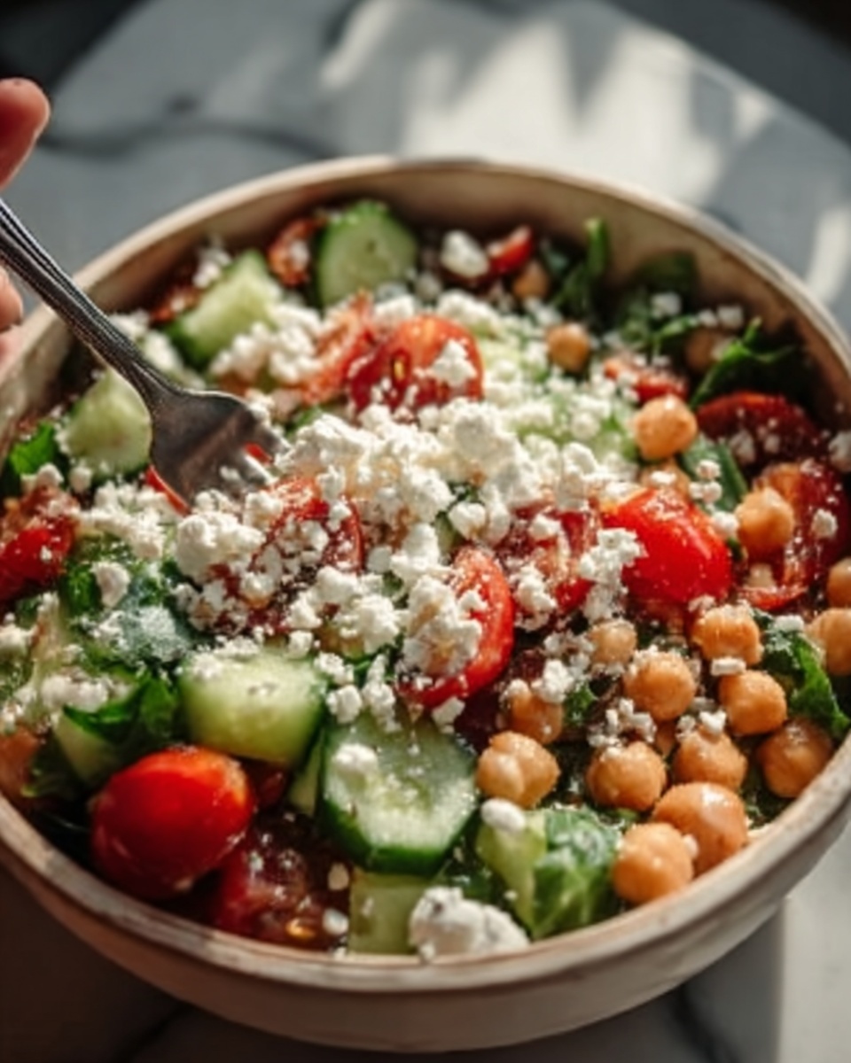 Easy Chickpea Cucumber Salad with Feta and Tomatoes Recipe - Recipe Image