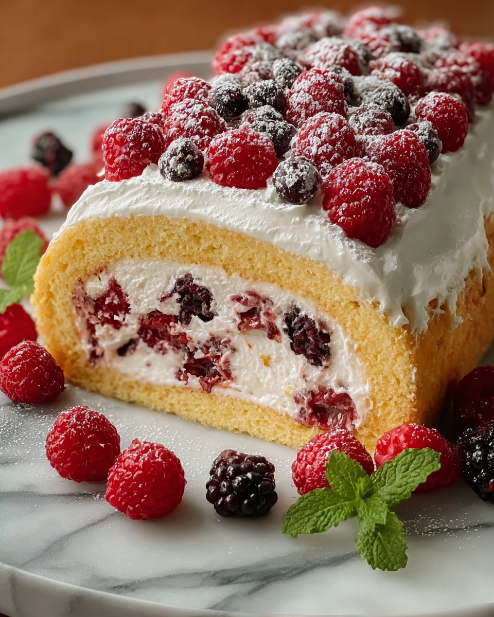 Raspberry Cream Roll Cake Recipe - Recipe Image