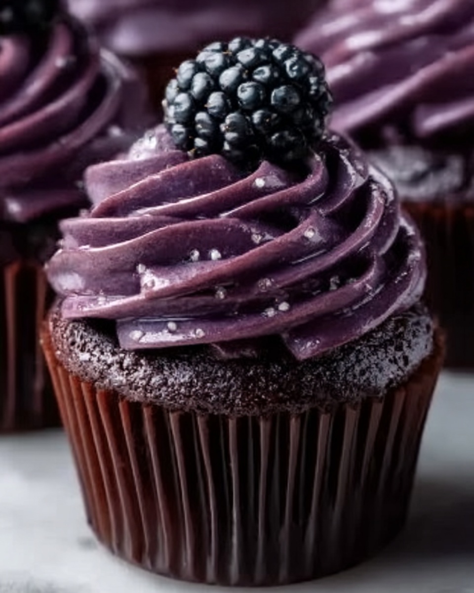 Dark Chocolate Blackberry Cupcakes Recipe - Recipe Image