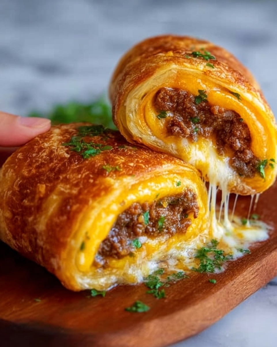 Easy Garlic Butter Beef Cheeseburger Rollups Recipe - Recipe Image