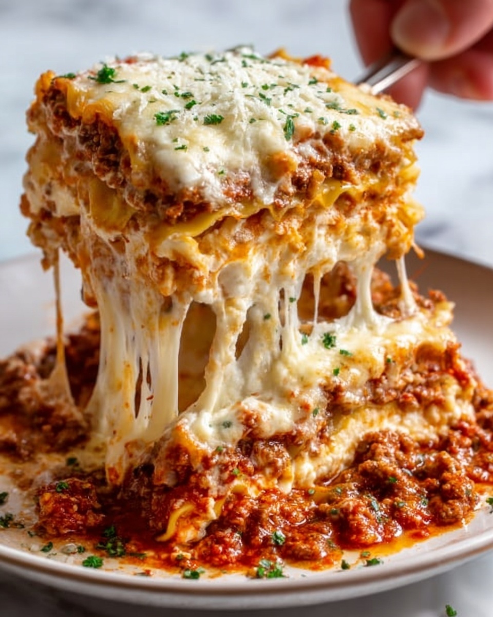 Classic Beef Lasagna with Rich Meat Sauce and Creamy Cheese Filling Recipe - Recipe Image