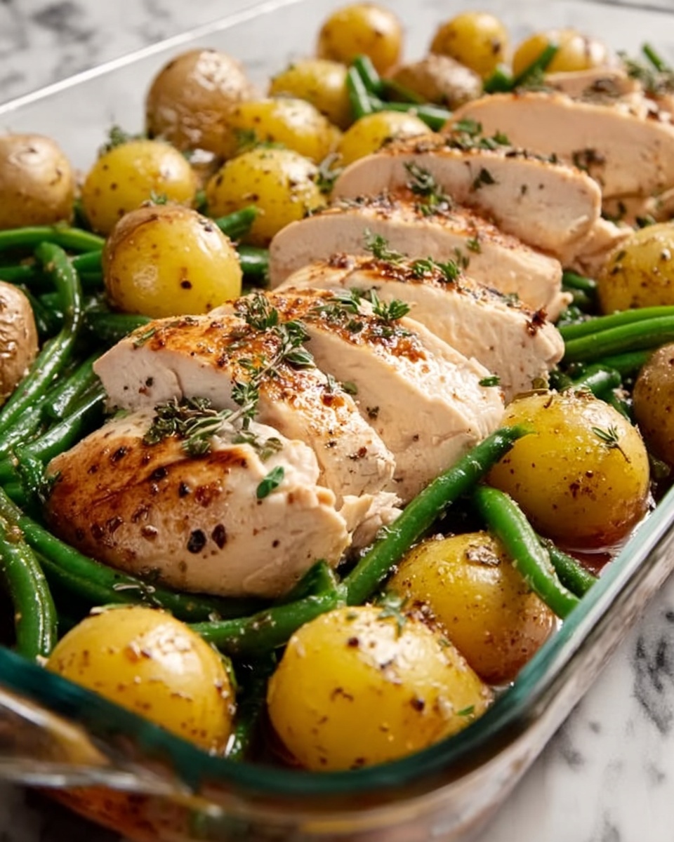 One-Pan Garlic Herb Chicken with Potatoes & Green Beans Recipe - Recipe Image