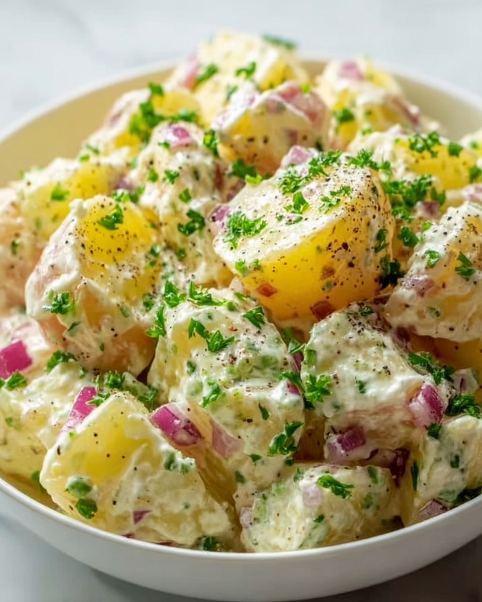 Smashed Potato Salad with Dill Pickles, Capers, and Fresh Dill Recipe - Recipe Image