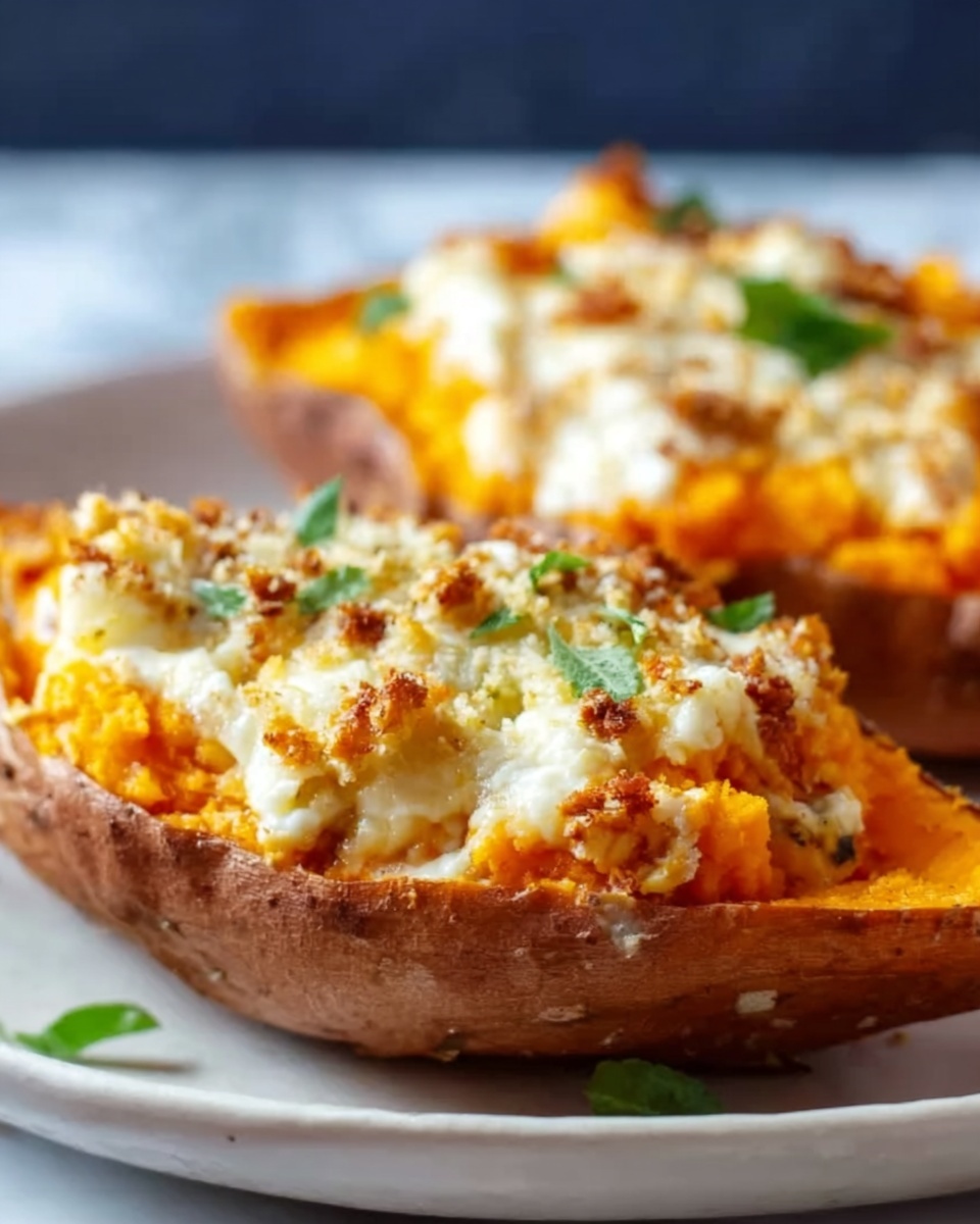 Twice Baked Sweet Potatoes with Broccoli, Lemon, and Herbs Recipe - Recipe Image