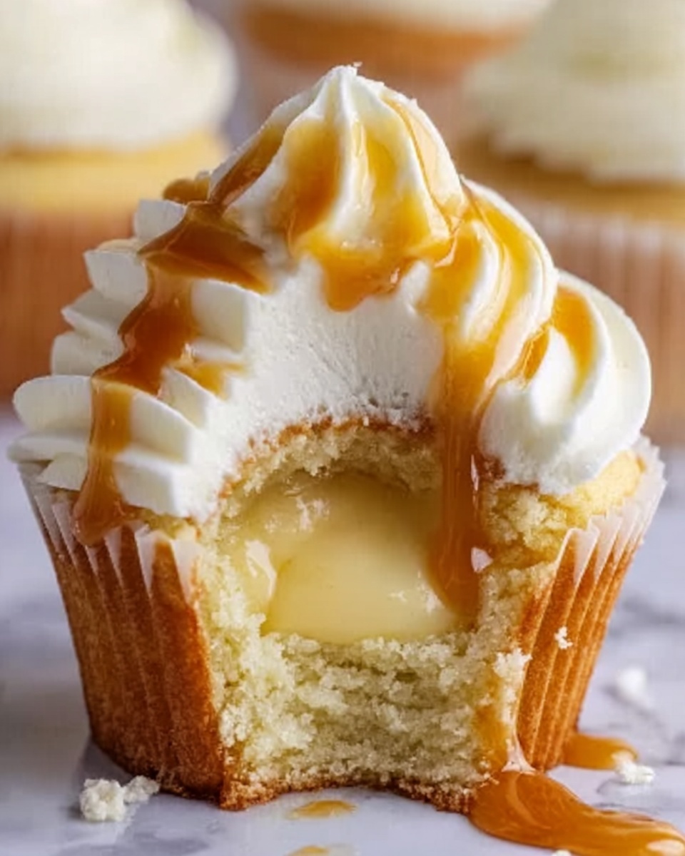 Caramel Cream-Filled Cupcakes Recipe - Recipe Image
