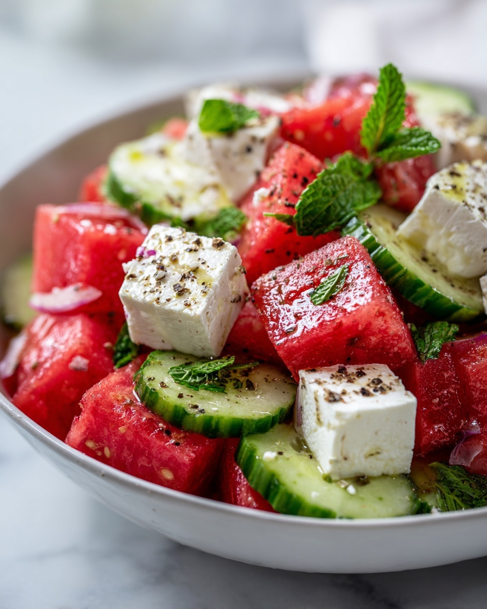 Feta Watermelon Cucumber Salad Recipe - Recipe Image