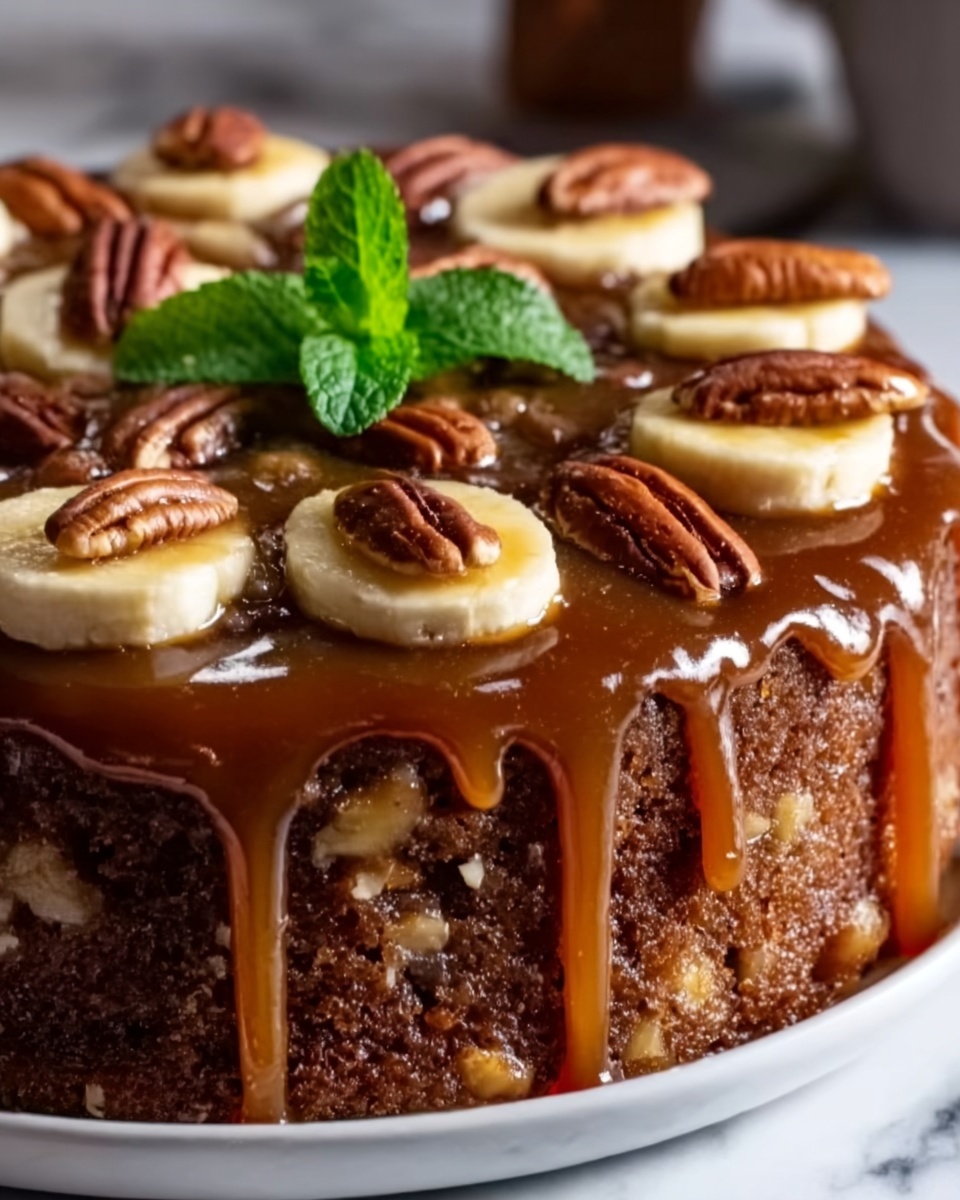 Banana Pecan Caramel Cake Recipe - Recipe Image