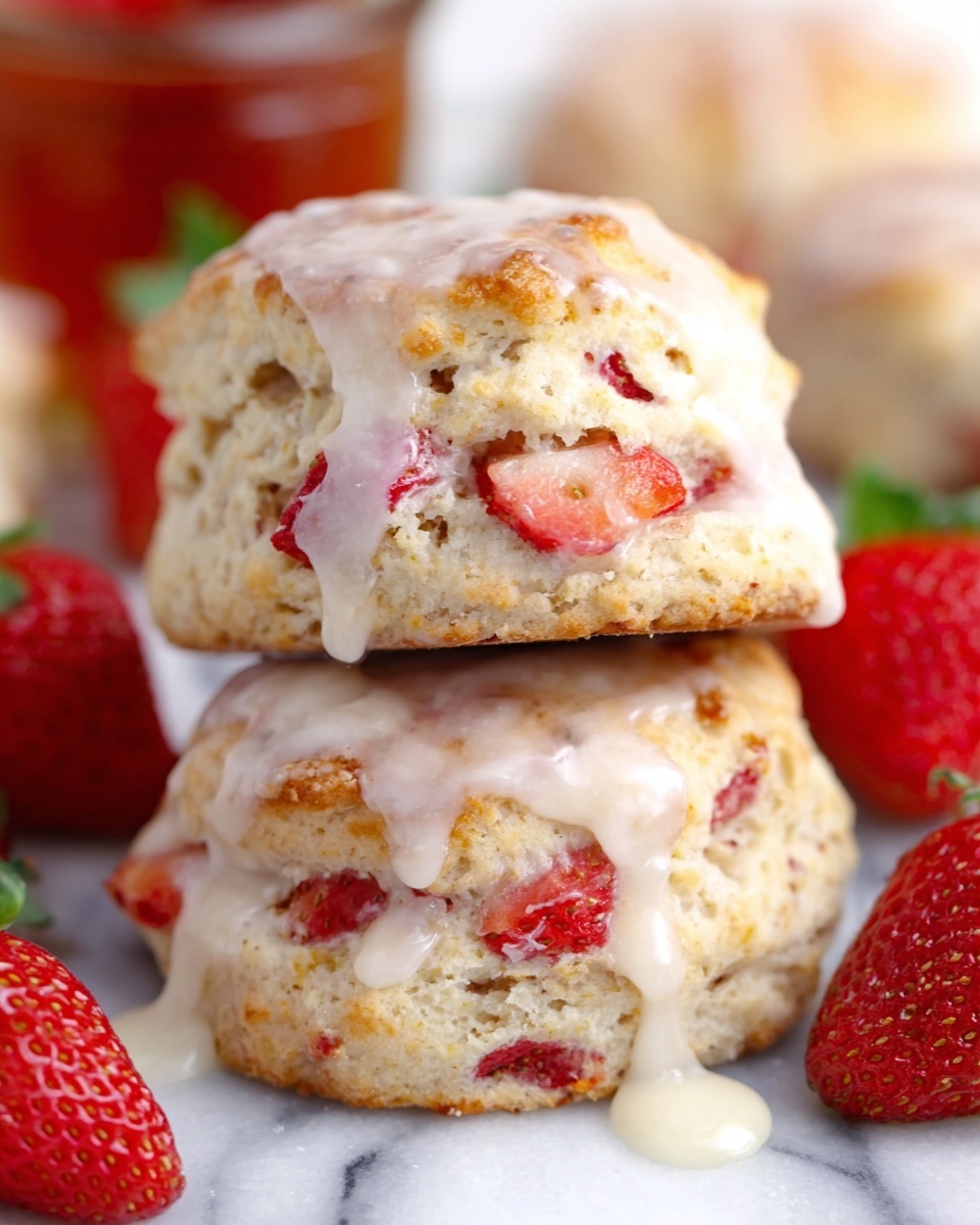 Fresh Strawberry Biscuits with Strawberry Glaze Recipe - Recipe Image