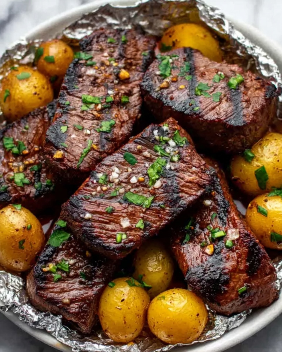 Garlic Steak & Potato Foil Packets Recipe - Recipe Image