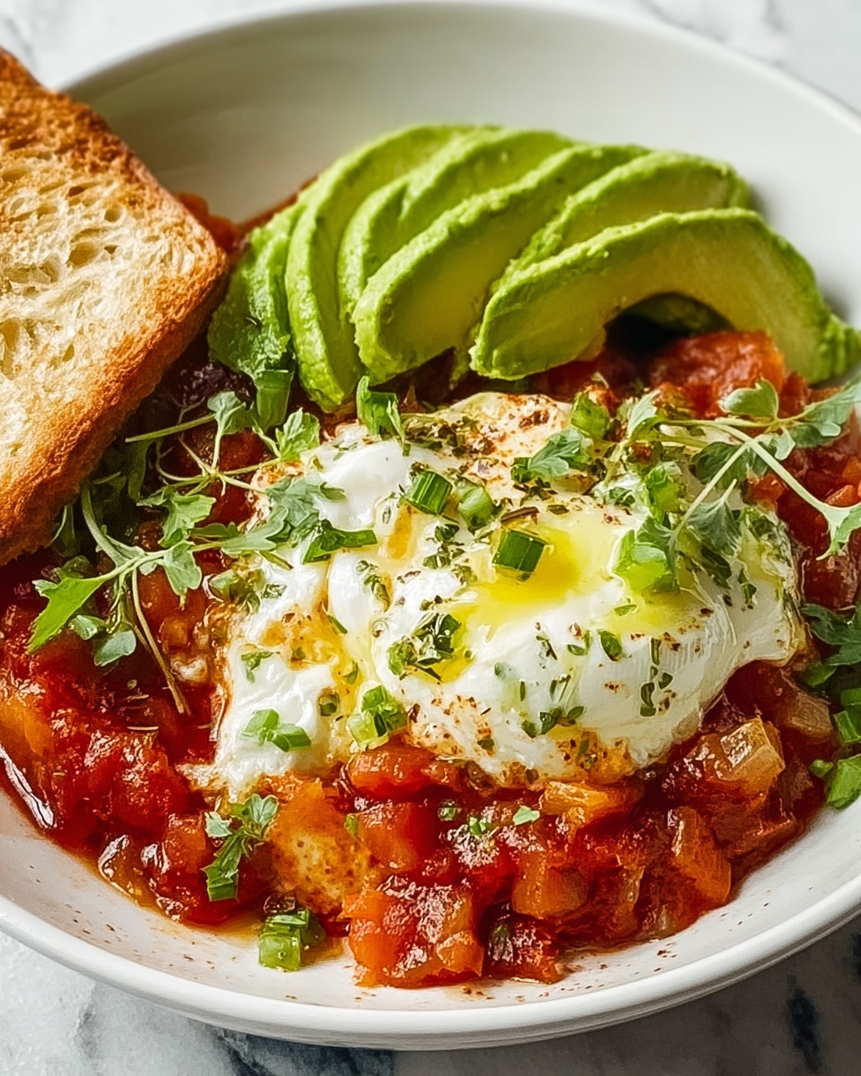 Shakshuka with Feta & Avocado Salad: An Incredible Wholesome Breakfast Bowl Recipe - Recipe Image