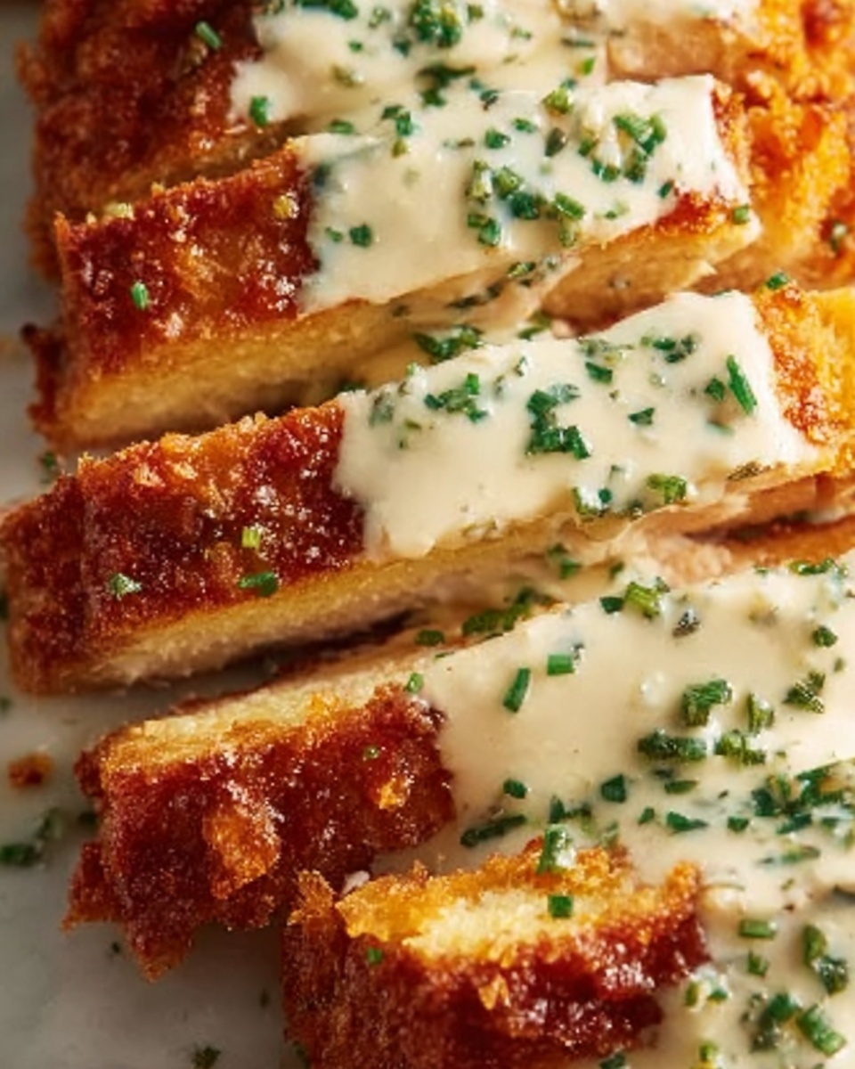 Crispy Parmesan Chicken with Creamy Garlic Sauce Recipe - Recipe Image