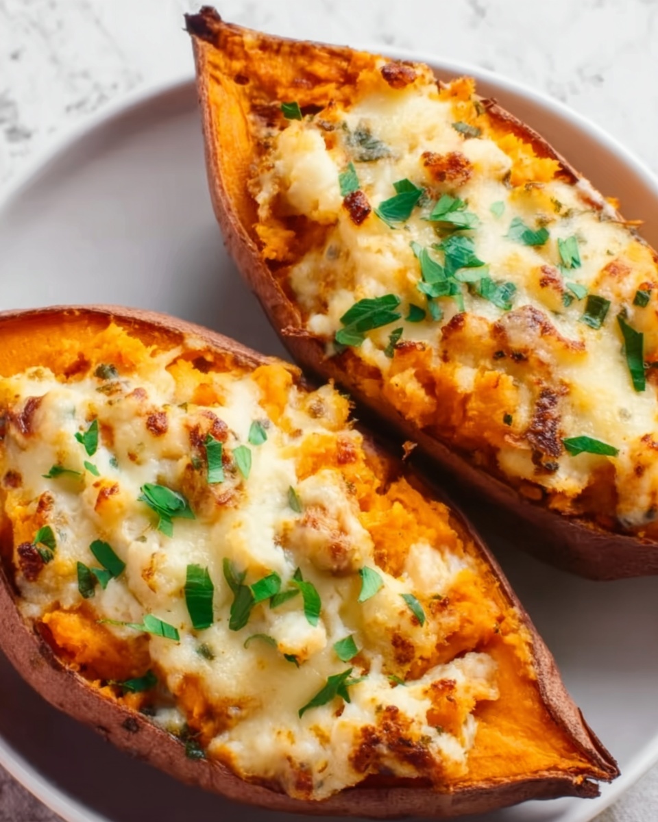 Twice Baked Sweet Potatoes with Broccoli, Lemon, and Herbs Recipe - Recipe Image