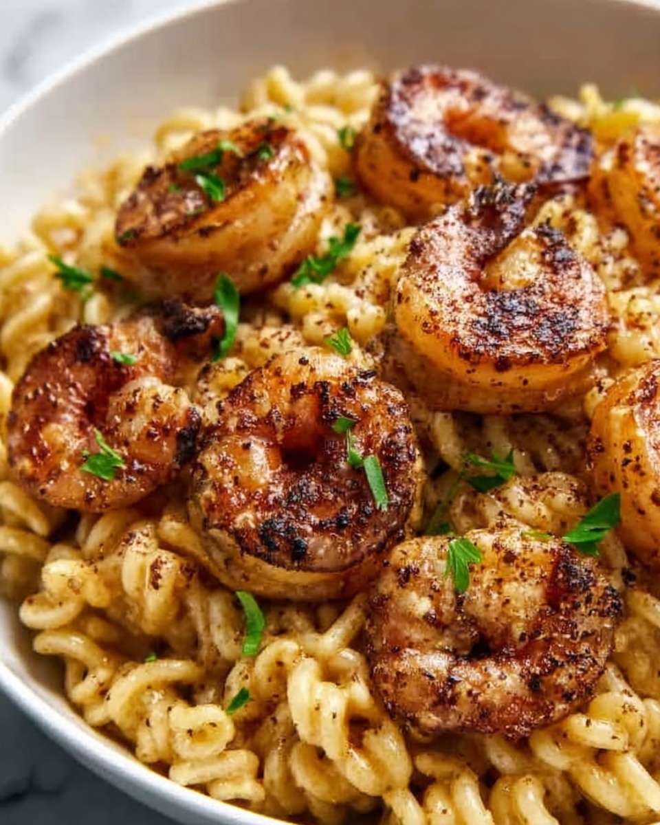 Blackened Shrimp Cavatappi with Creamy Tomato Parmesan Sauce Recipe - Recipe Image