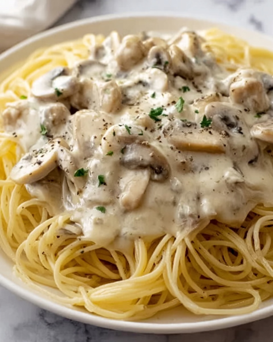 Creamy Chicken & Mushroom Dream Spaghetti Recipe - Recipe Image