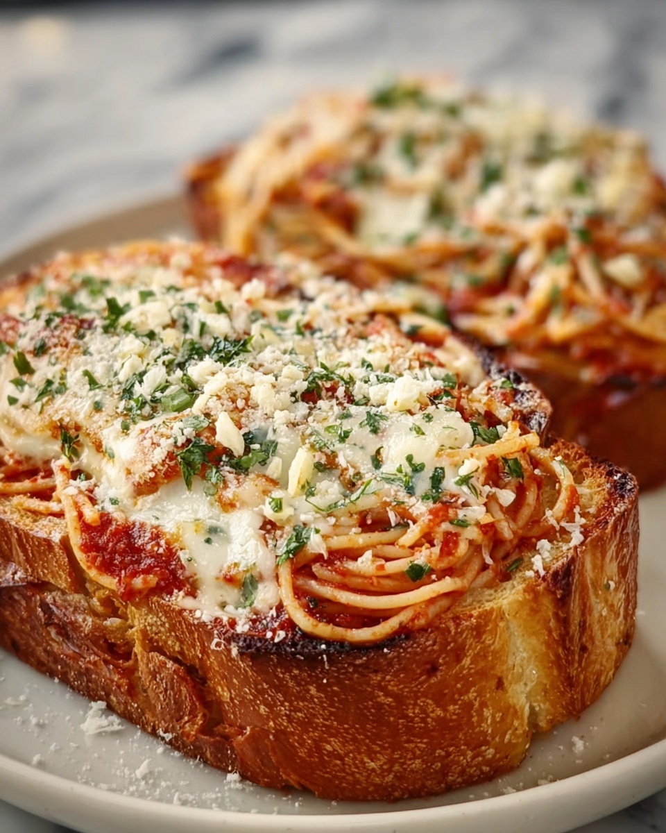 Spaghetti Stuffed Garlic Bread Recipe - Recipe Image