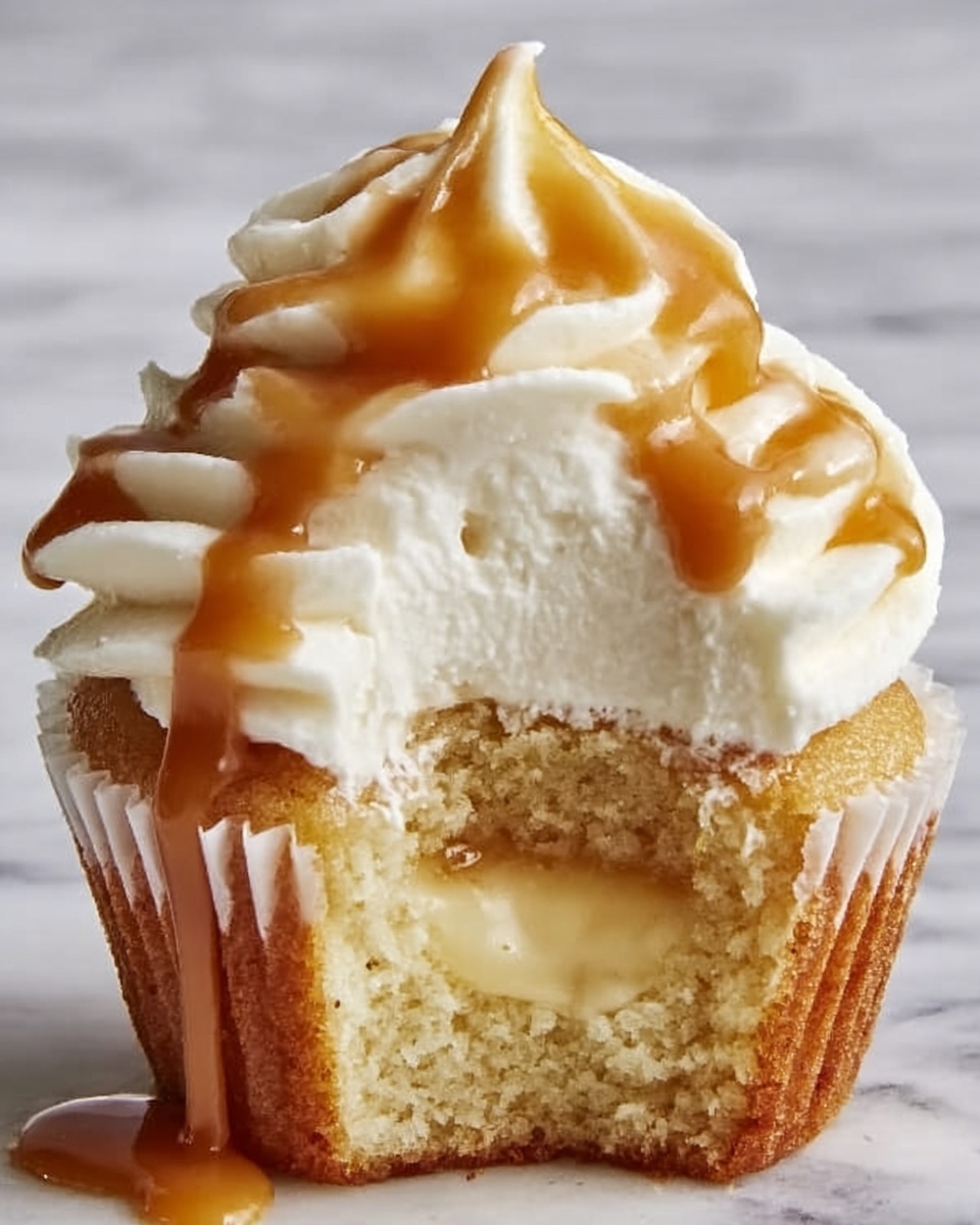 Caramel Cream-Filled Cupcakes Recipe - Recipe Image