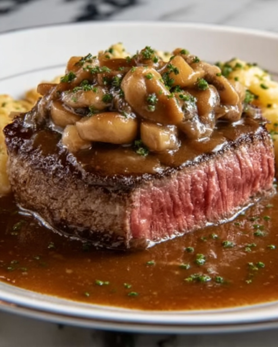 Classic Round Steak & Mushroom Onion Gravy Recipe - Recipe Image