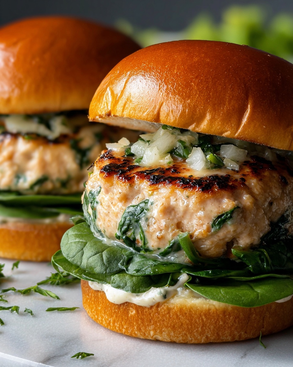 White Cheddar Spinach Chicken Burgers Recipe - Recipe Image