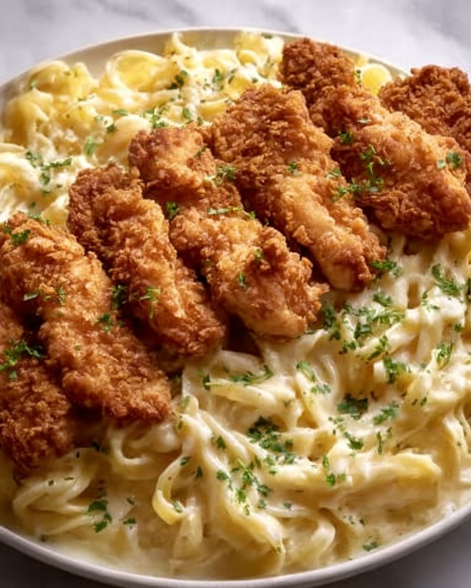 Crispy Chicken with Creamy Parmesan Pasta Recipe - Recipe Image
