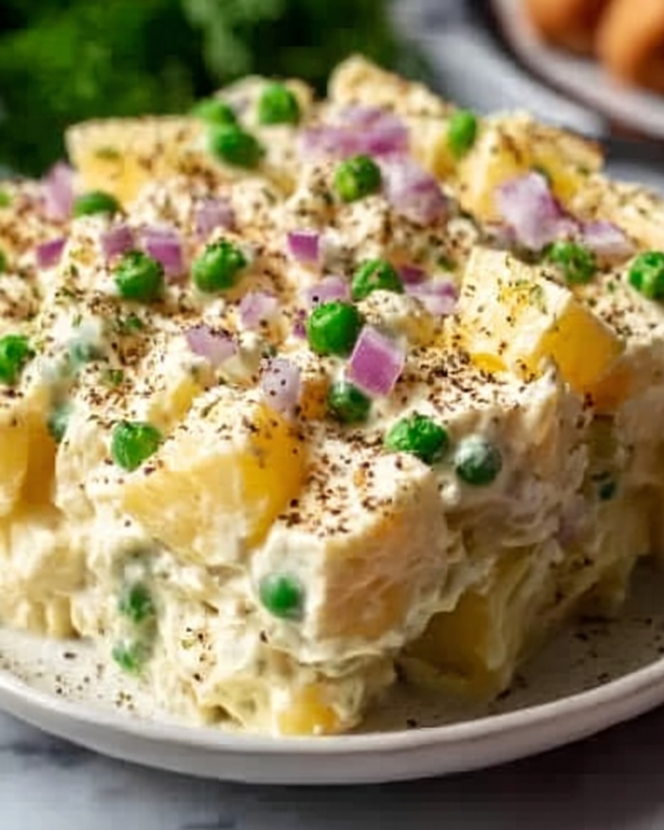 Healthy Potato Salad with Bacon and Fresh Vegetables Recipe - Recipe Image