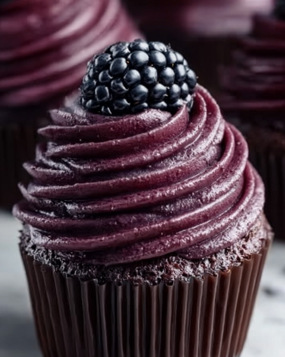 Dark Chocolate Blackberry Cupcakes Recipe - Recipe Image