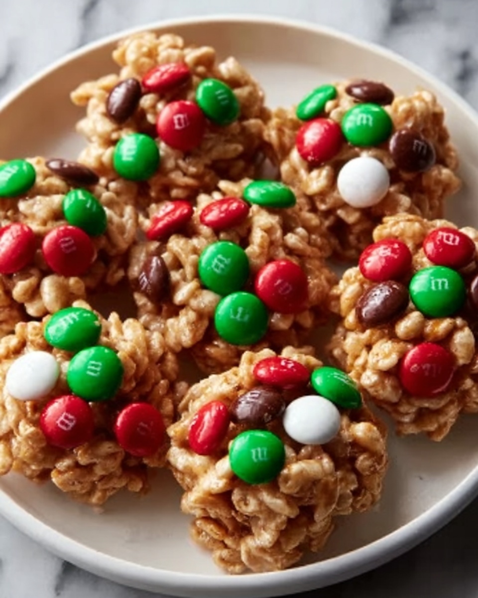 Christmas M&M Peanut Butter Clusters Recipe - Recipe Image