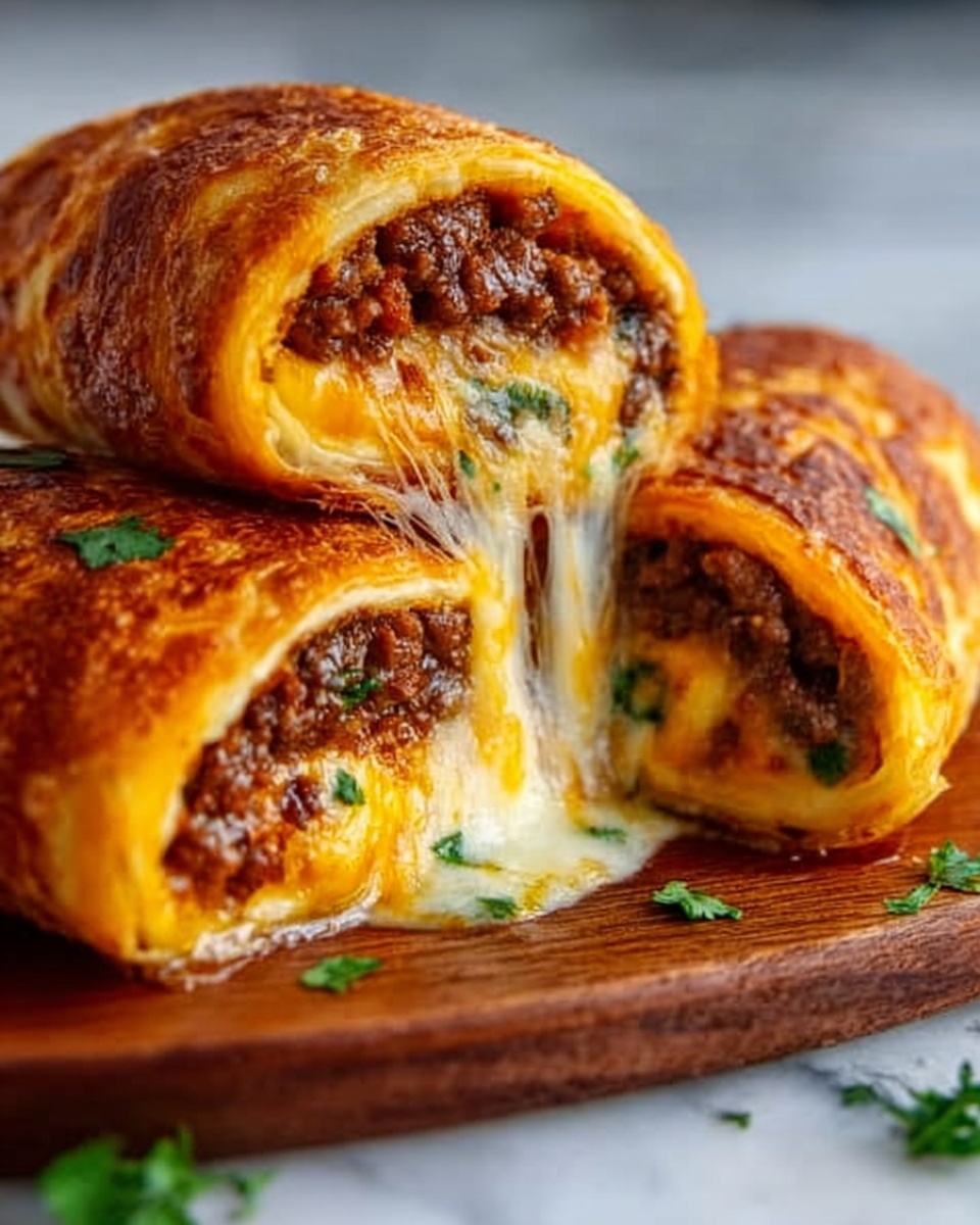 Easy Garlic Butter Beef Cheeseburger Rollups Recipe - Recipe Image