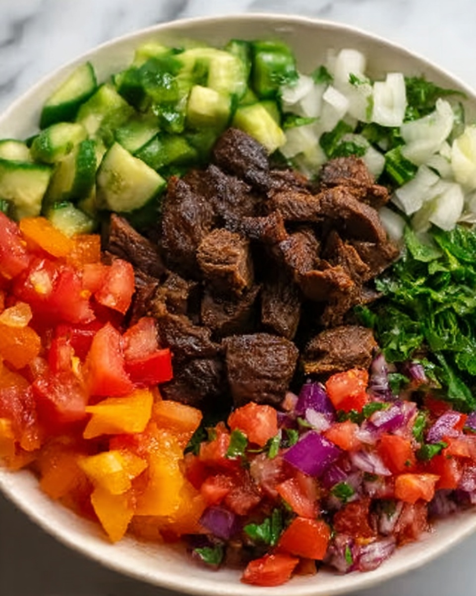 Beef Bowl with Veggies and Pico de Gallo Recipe - Recipe Image