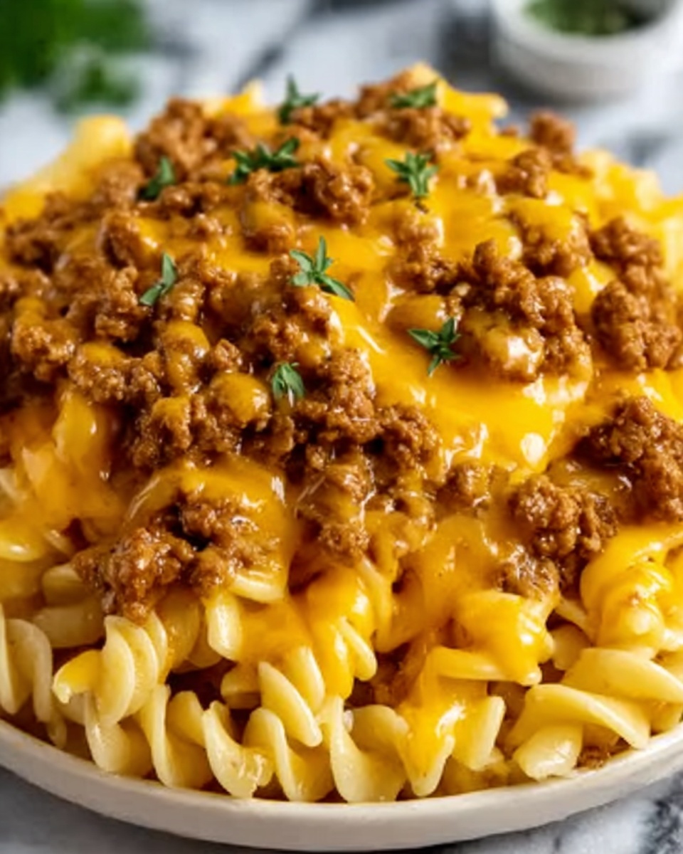 Cheesy Sloppy Cheeseburger Pasta Recipe - Recipe Image