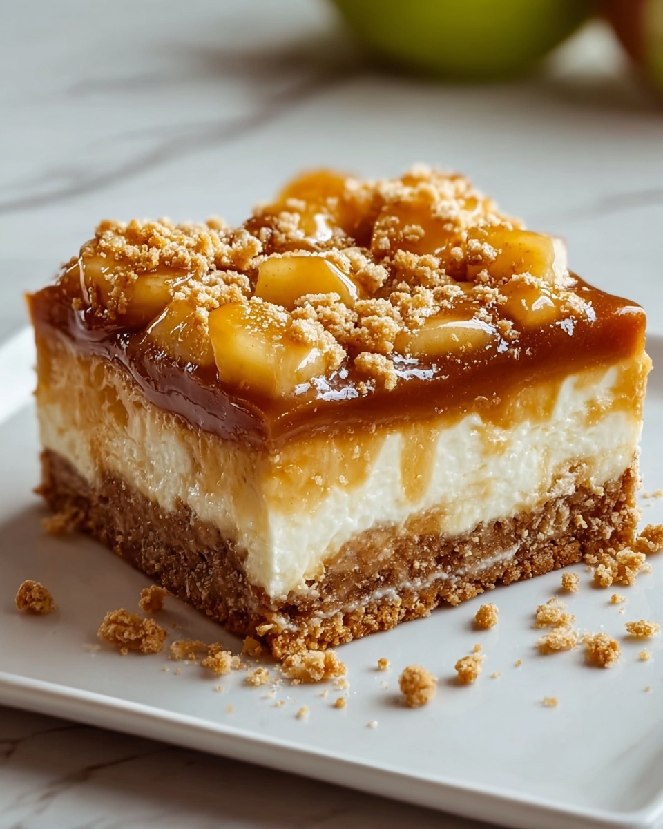 Salted Caramel Apple Cheesecake Bars Recipe - Recipe Image