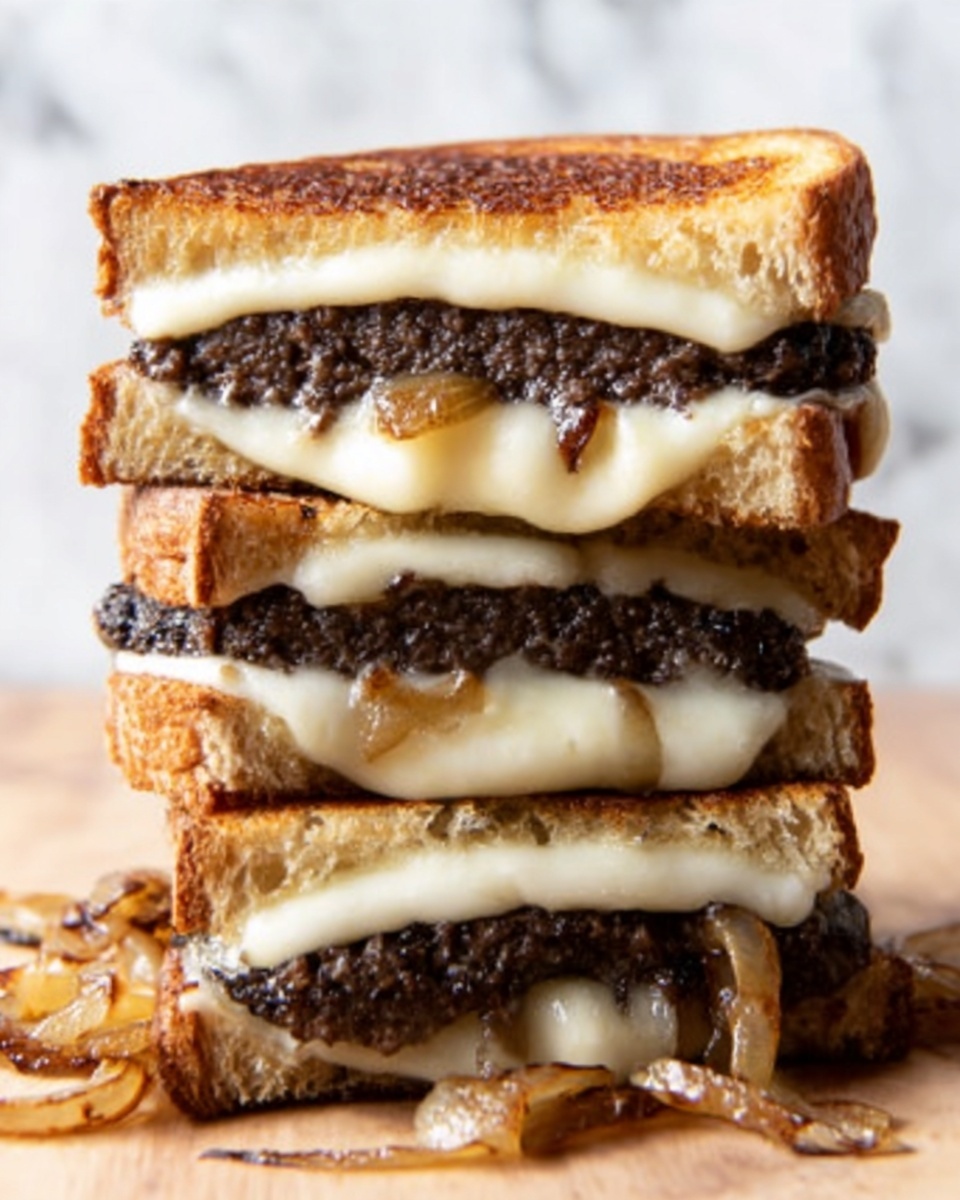Classic Patty Melt with Swiss Cheese and Caramelized Onions Recipe - Recipe Image