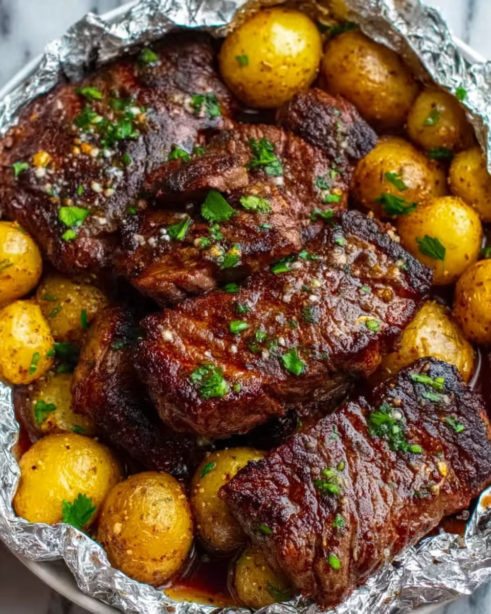 Garlic Steak & Potato Foil Packets Recipe - Recipe Image