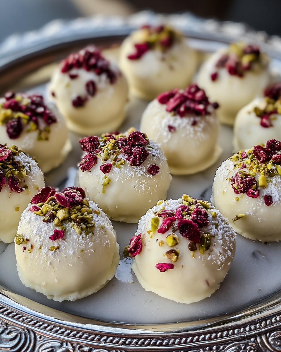 Cranberry Pistachio White Chocolate Truffles Recipe - Recipe Image