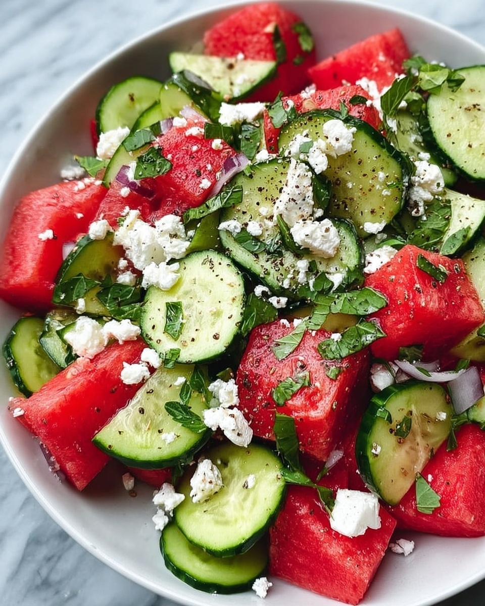 Watermelon Feta Cucumber Salad Recipe - Recipe Image
