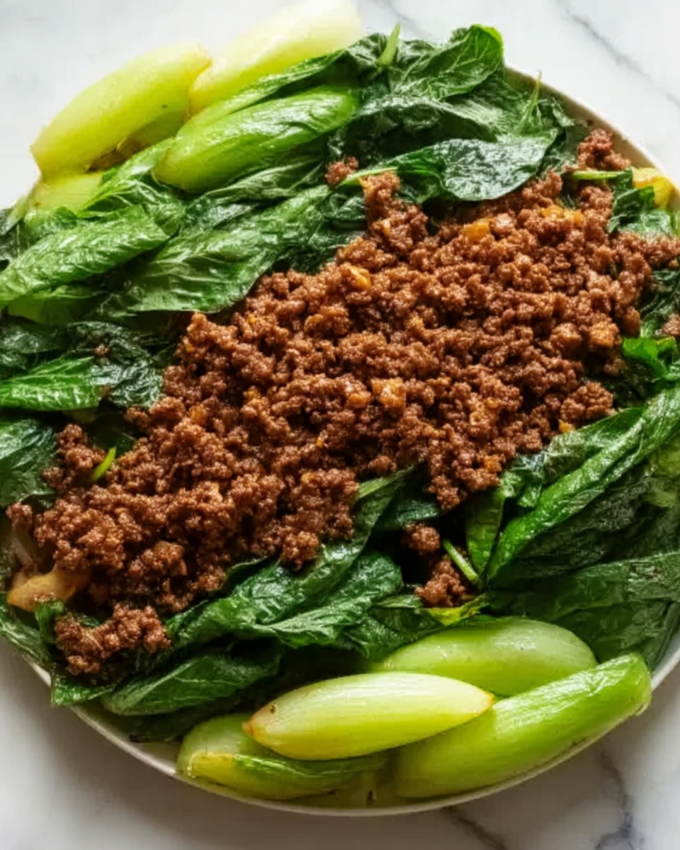 Stir-Fried Bok Choy with Ground Meat Recipe - Recipe Image