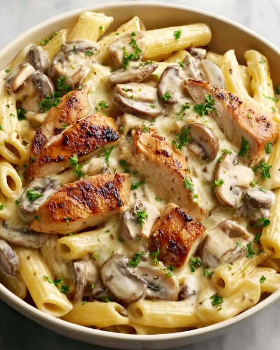 Creamy Chicken & Mushroom Pasta Recipe - Recipe Image