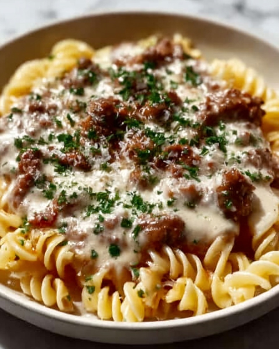 Slow Cooker Creamy Garlic Beef Pasta Recipe - Recipe Image